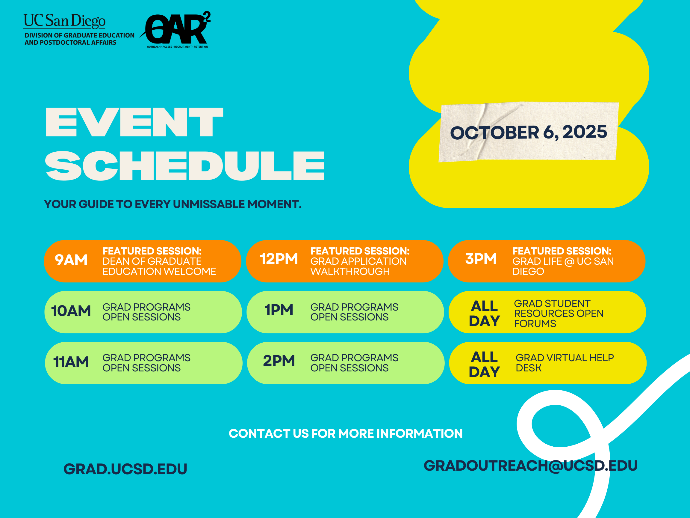 Event Schedule describing at what times will each of the sessions will be. 